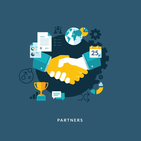 Illustration of a business partnership handshake